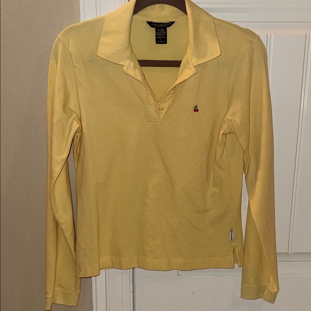 Abercrombie & Fitch Light Yellow Long Sleeve Polo
